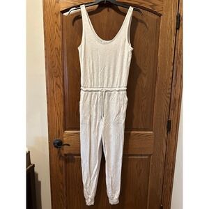 Athleta Oatmeal Heather Lounge Jumpsuit Tank Sleeveless Jogger Pants M